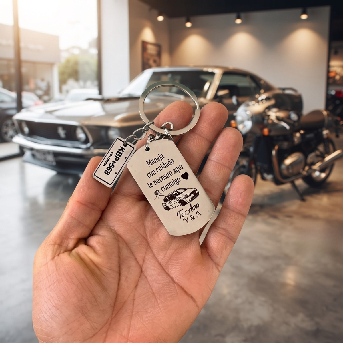 Llavero De Placa Militar Con Placa Pequeña(Carro y Moto)