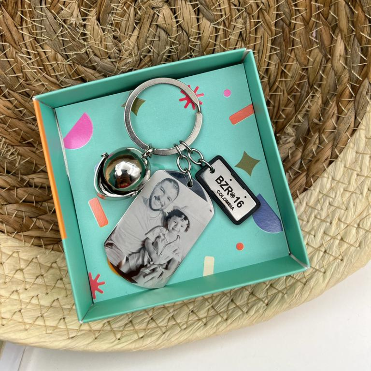 Llavero De Placa Militar Con Dije De Casco Y Placa Pequeña Con protector