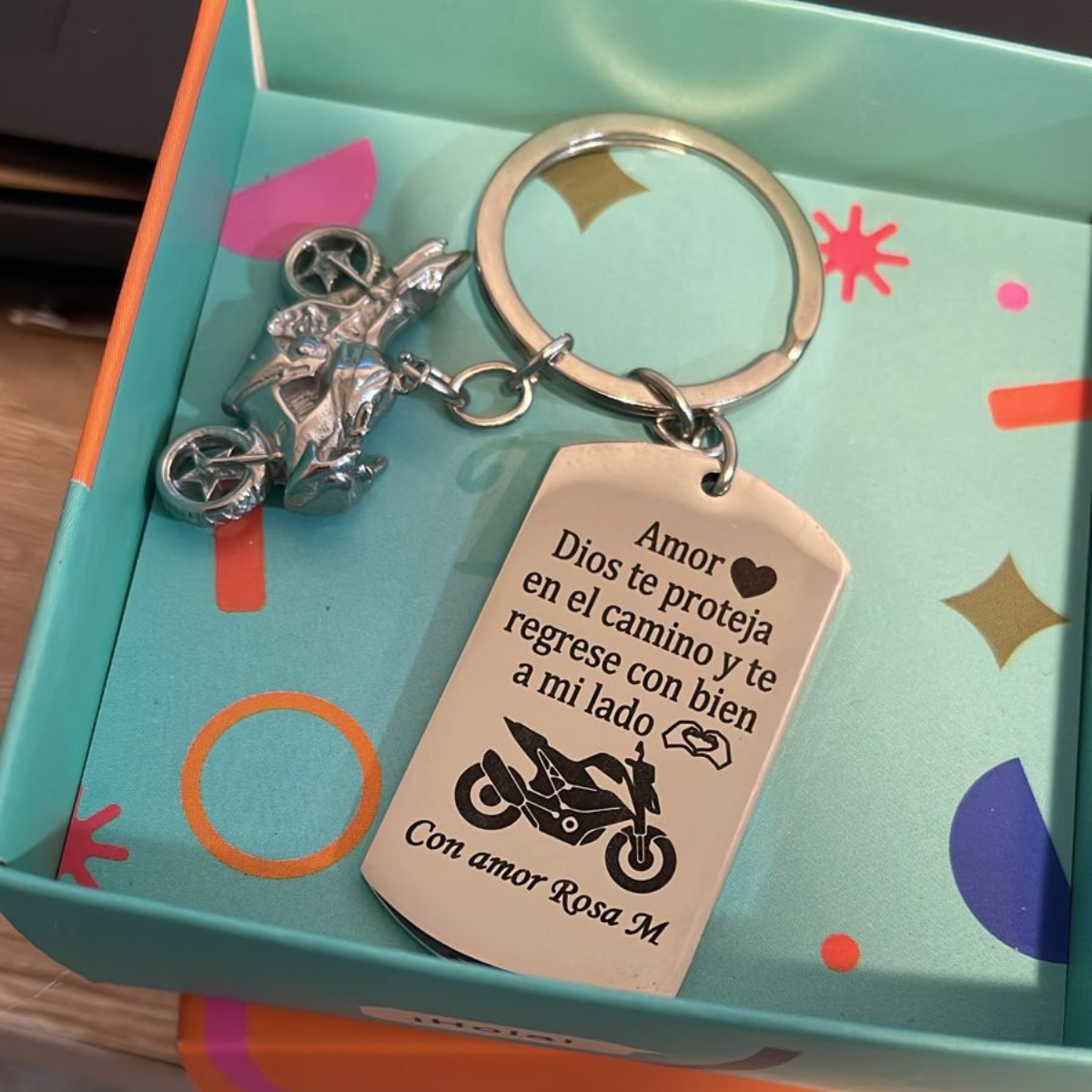 Llavero De Placa Militar Con Dije De Moto