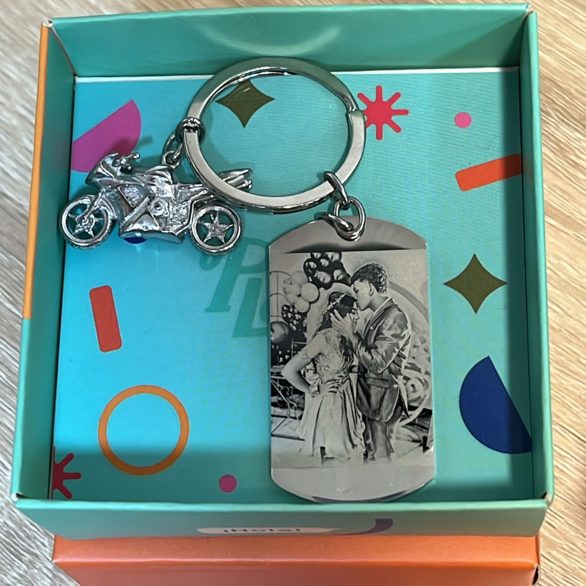 Llavero De Placa Militar Con Dije De Moto