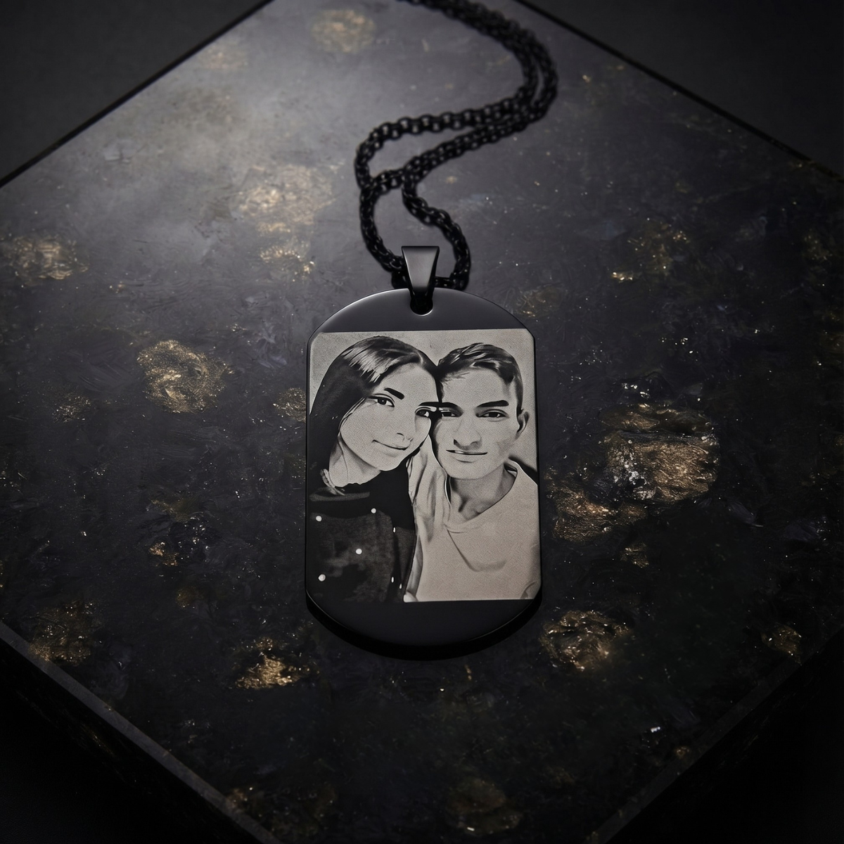 Collar De Placa Militar Negra