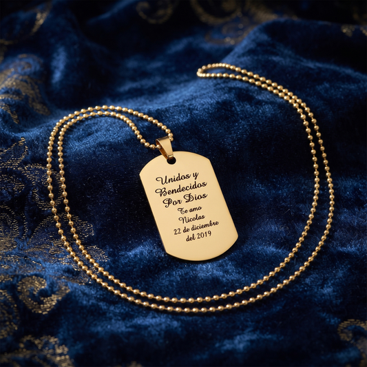 Collar De Placa Militar Dorada