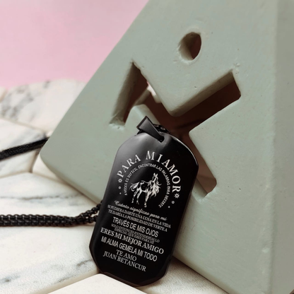 Collar De Placa Militar Negra