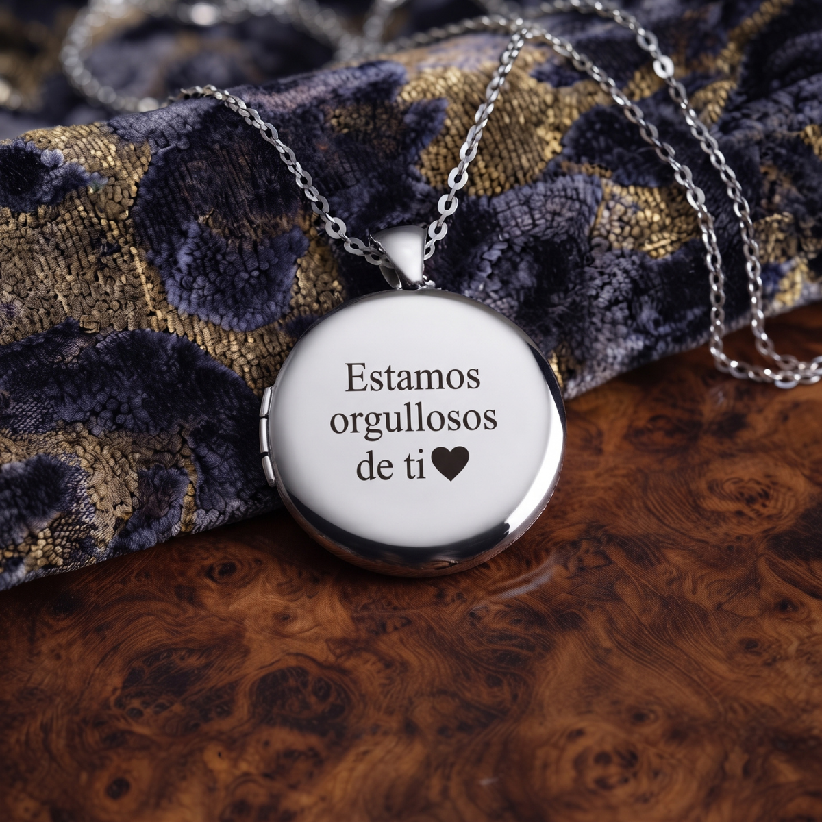Collar De Relicario Circular Plateado
